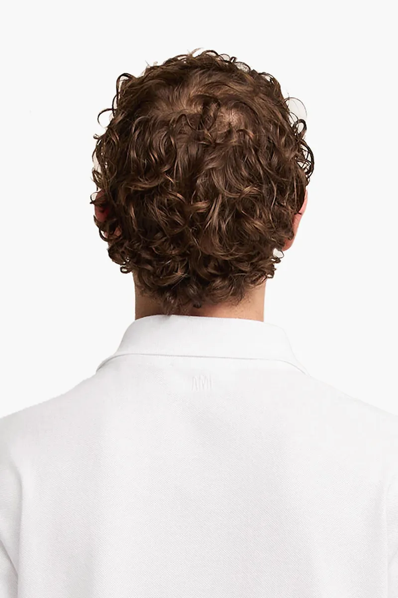 AMI Men Red Ami De Coeur Polo Shirt in White 3