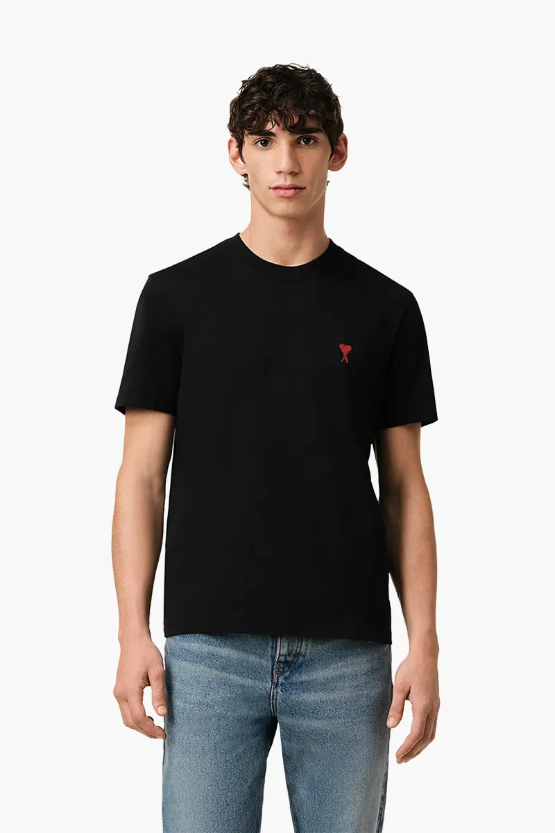 AMI Unisex Ami De Coeur T-shirt in Black Organic Cotton Jersey 1