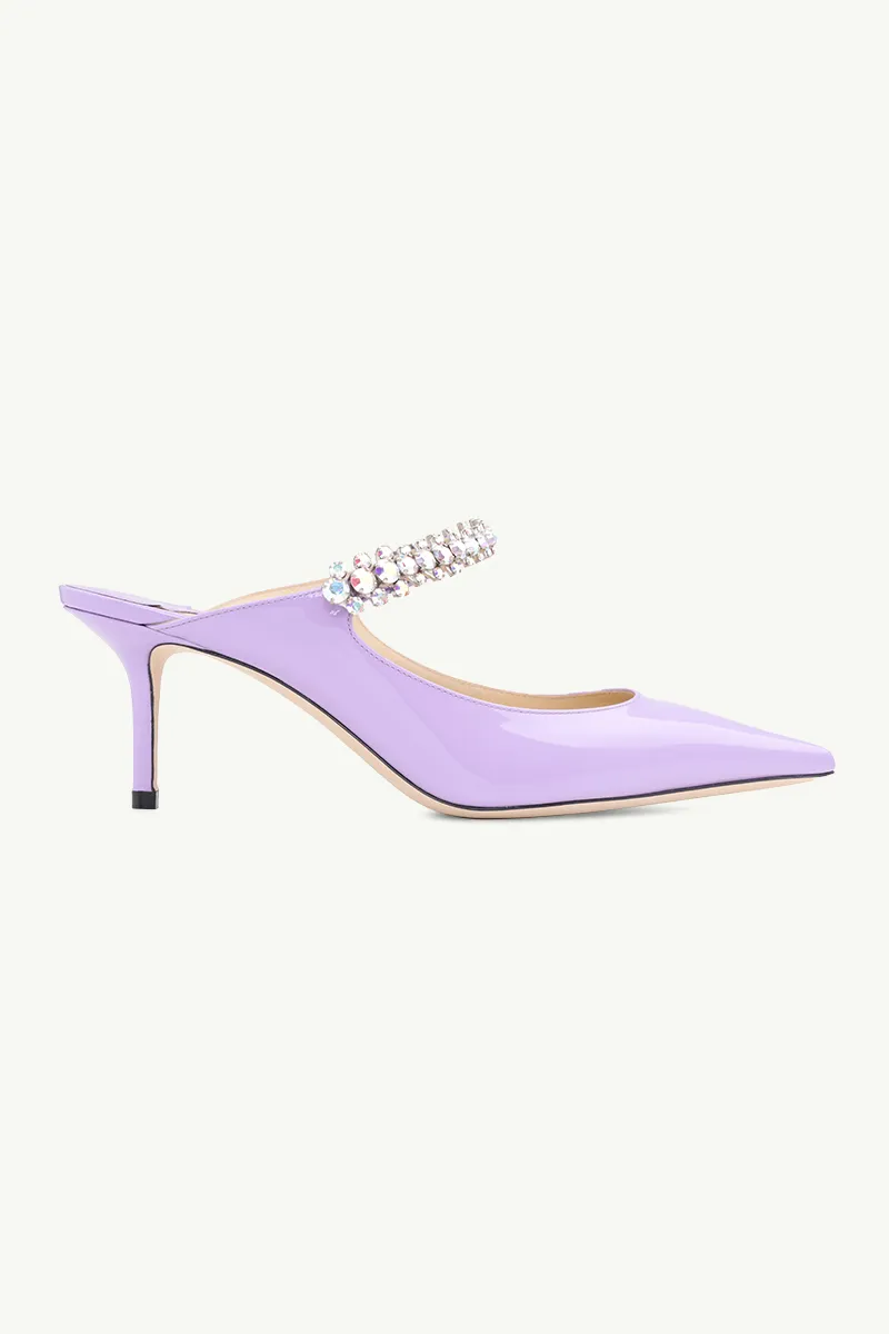 JIMMY CHOO Bing Mules 65mm in Wisteria/Aurora Patent with Crystal Strap 0