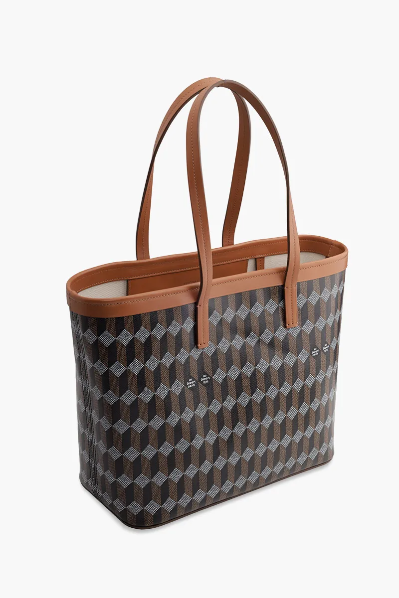 AU DEPART Horizontal La Roquette Monogram Tote Bag in Cognac Multicolor Reflective Jacquard 2