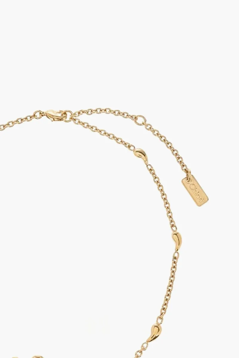 CHLOE Shells Necklace in Vintage Gold Brass & Syntetic Pearl with Shell Charms 1