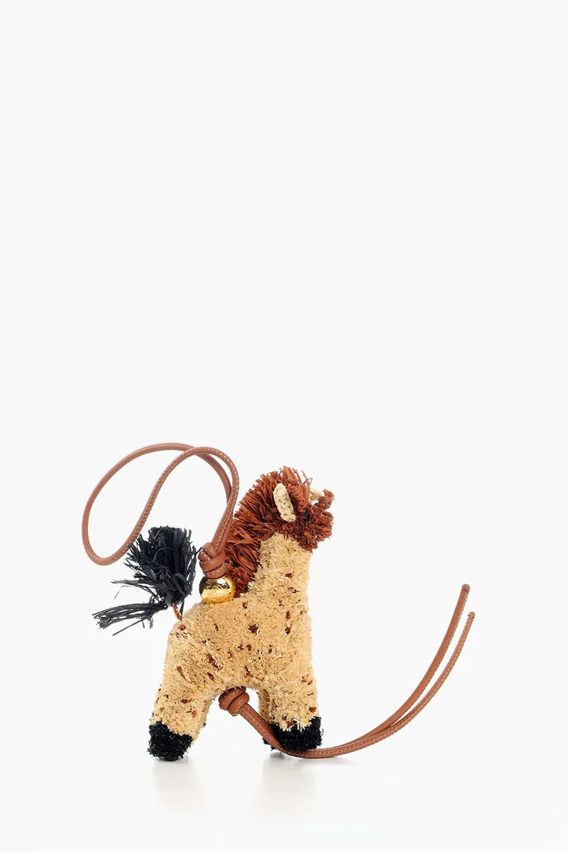 LOEWE Paula Ibiza Giraffe Charm in Natural/Brown Raffia and Calfskin 1