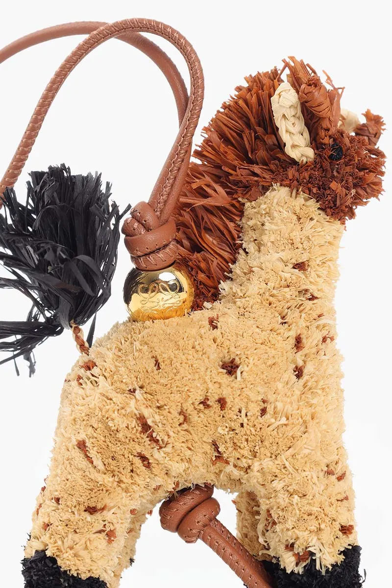 LOEWE Paula Ibiza Giraffe Charm in Natural/Brown Raffia and Calfskin 2