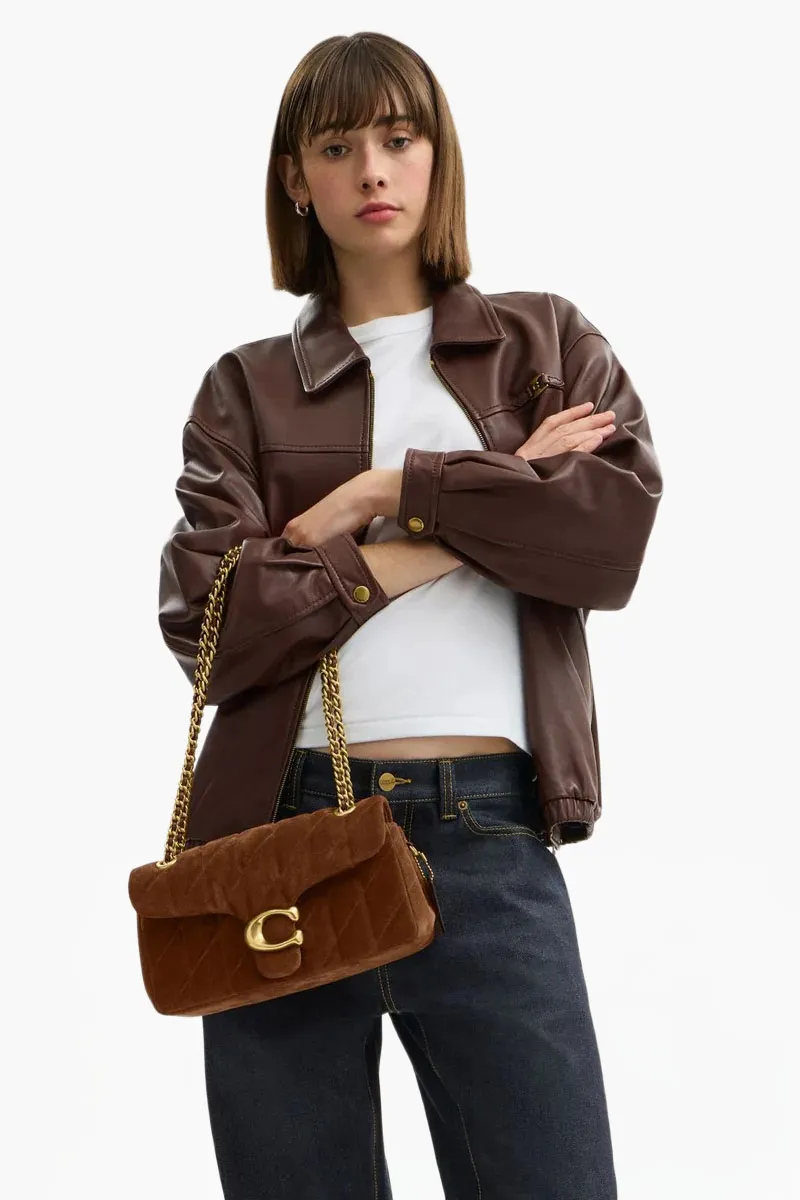COACH Tabby Shoulder Bag 26 in Warm Brown Quilted Suede 3