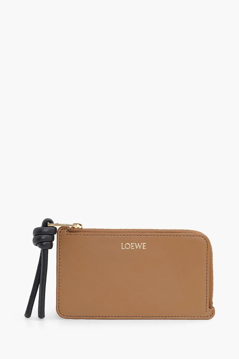 LOEWE Knot Coin Cardholder in Oak/Black Shiny Nappa Calfskin 0