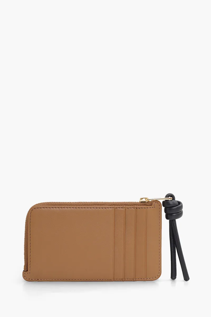 LOEWE Knot Coin Cardholder in Oak/Black Shiny Nappa Calfskin 1