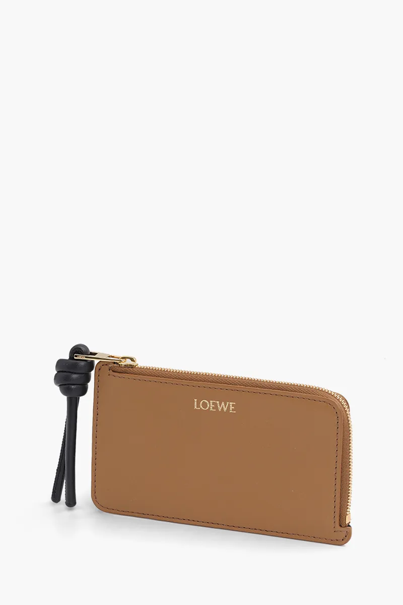 LOEWE Knot Coin Cardholder in Oak/Black Shiny Nappa Calfskin 2