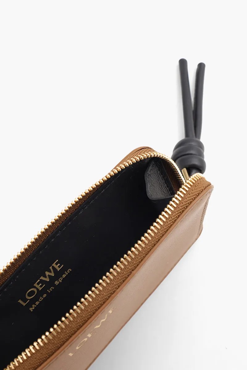LOEWE Knot Coin Cardholder in Oak/Black Shiny Nappa Calfskin 3