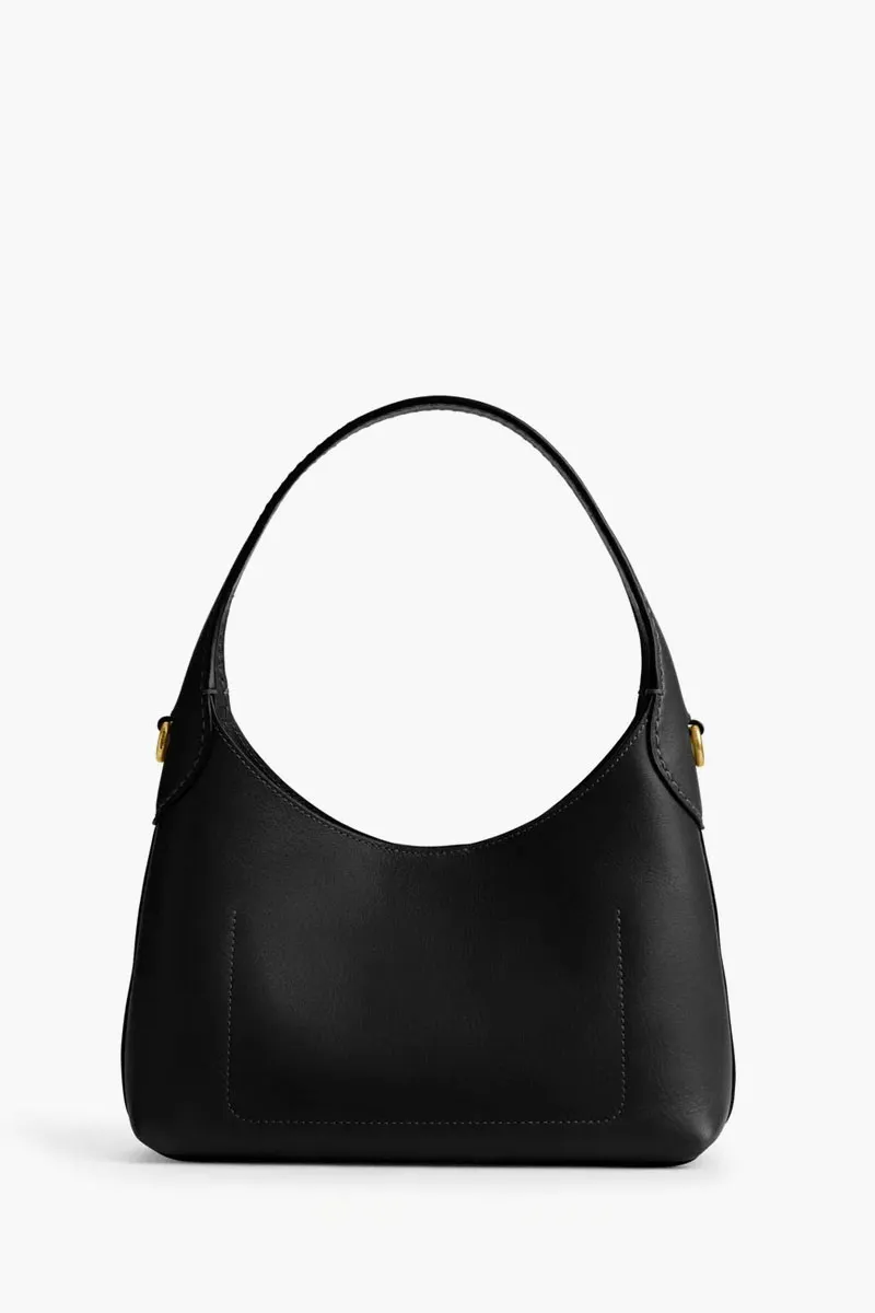 COACH Brooklyn Shoulder Bag 23 in Black Natural Grain Leather with Detachabel Chain Strap 2
