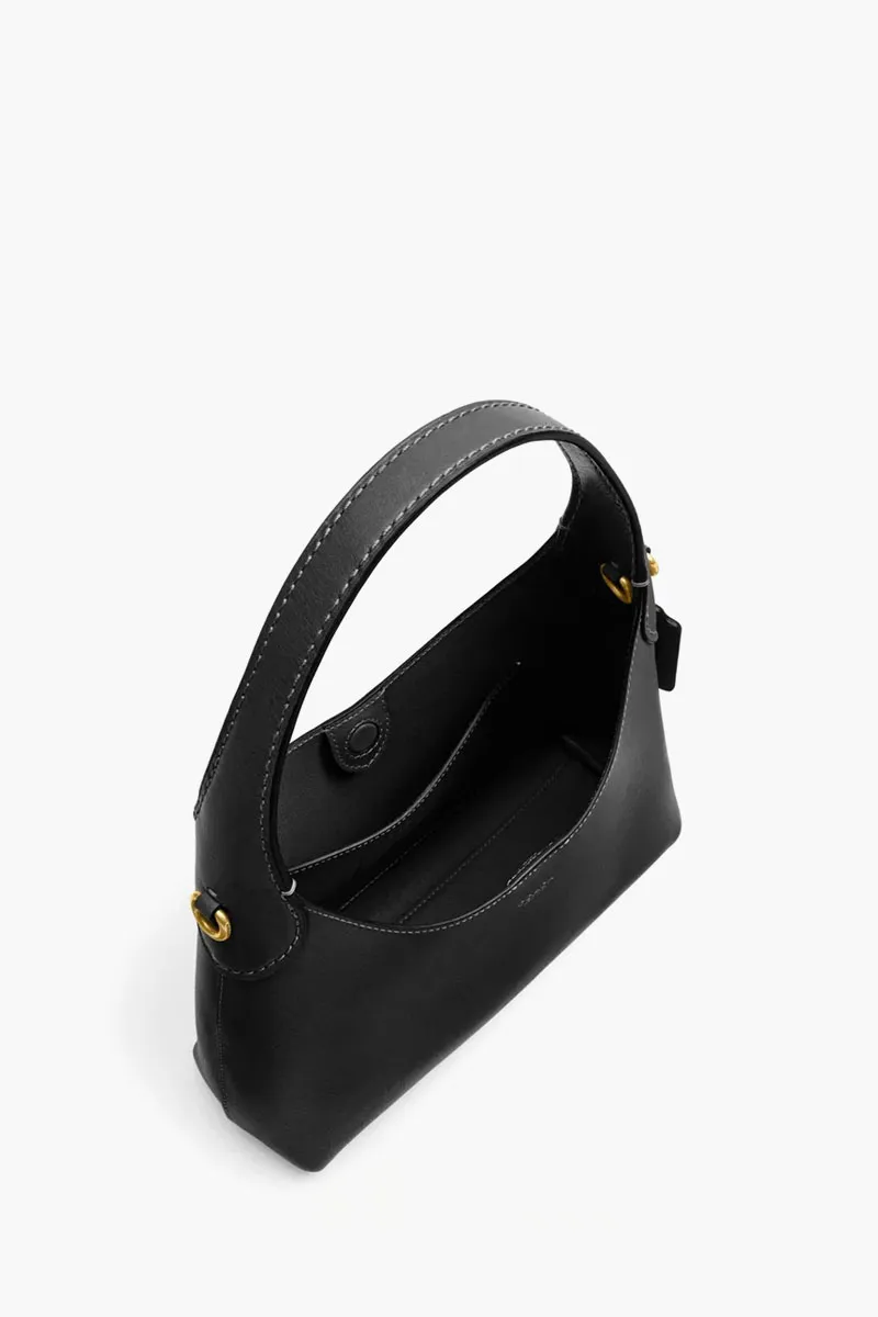 COACH Brooklyn Shoulder Bag 23 in Black Natural Grain Leather with Detachabel Chain Strap 3