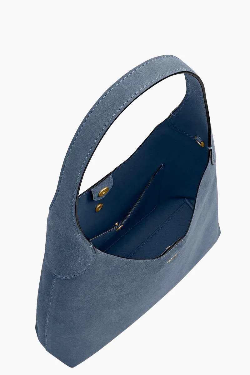 COACH Brooklyn Shoulder Bag 28 in Brass/Light Denim Suede and Grain Leather 2