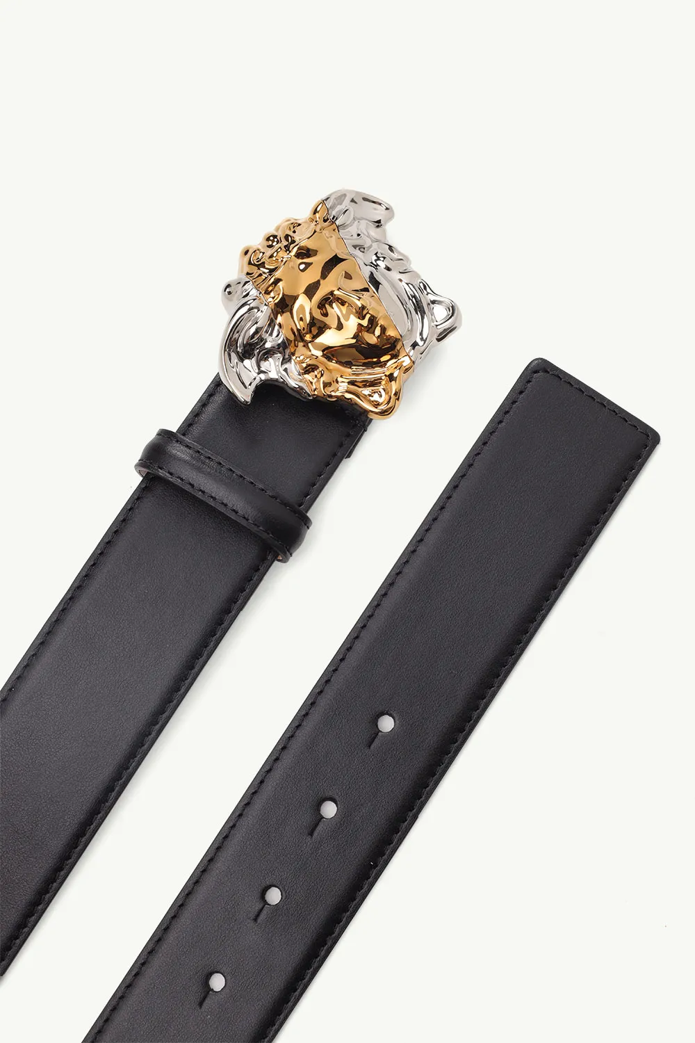 VERSACE Women Belt 40mm in Black with Medusa Buckle 2