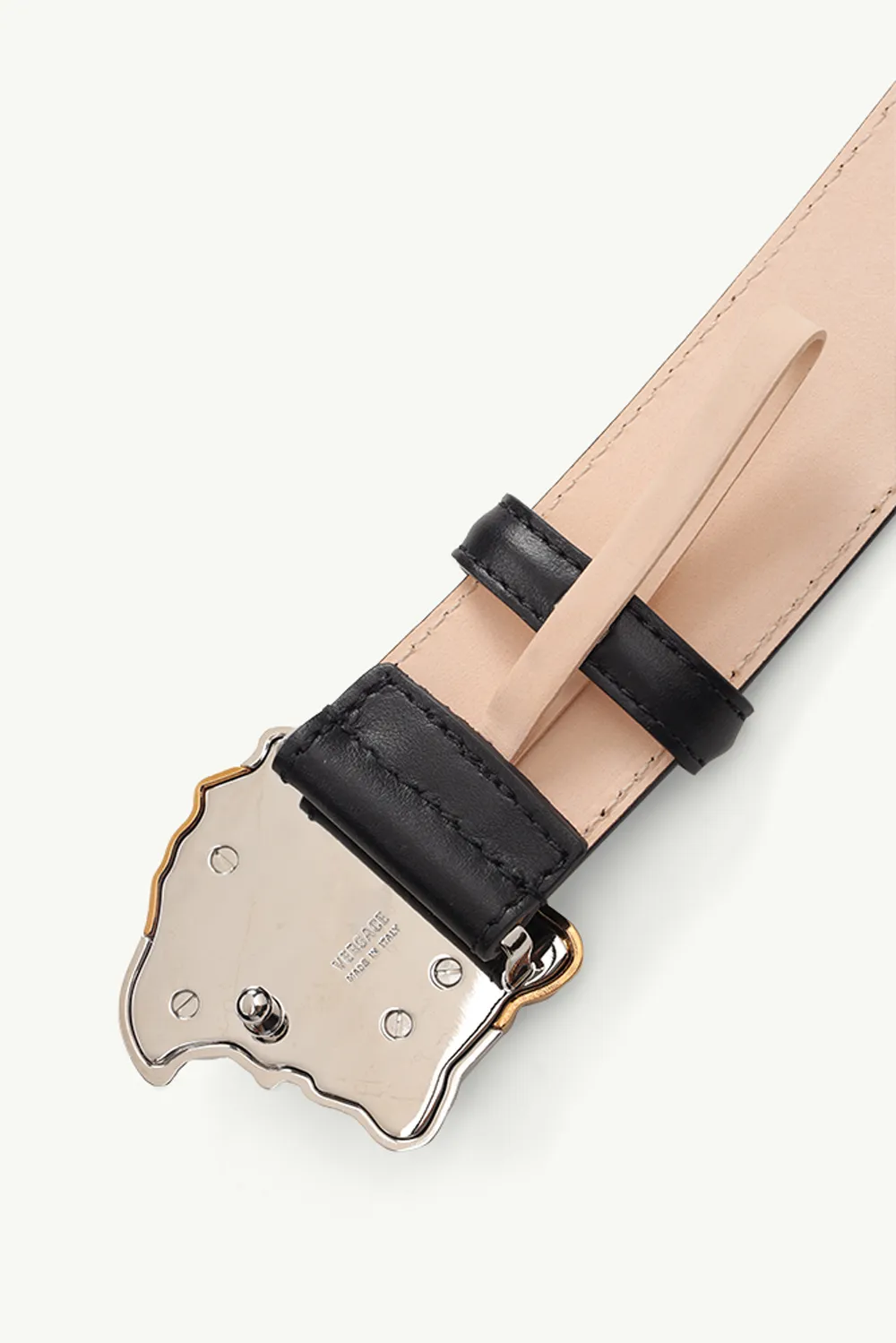 VERSACE Women Belt 40mm in Black with Medusa Buckle 3