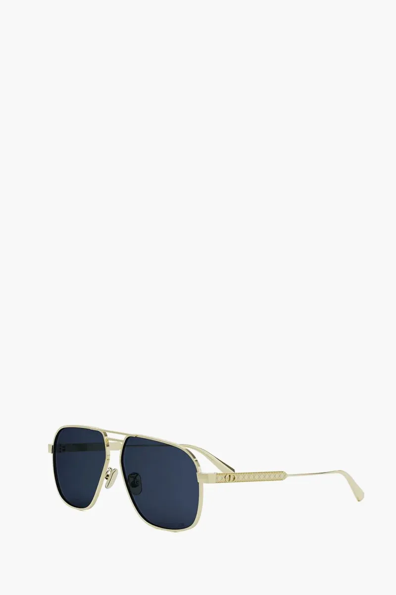CHRISTIAN DIOR DiorCannage A3U Pilot Sunglasses in Shiny Yellow Gold/Blue Metal 3