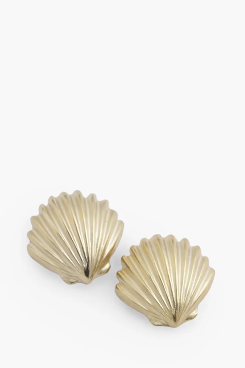 CHRISTIN DIOR Sea Garden Seashell and Pearl Earring in Gold Metal 4