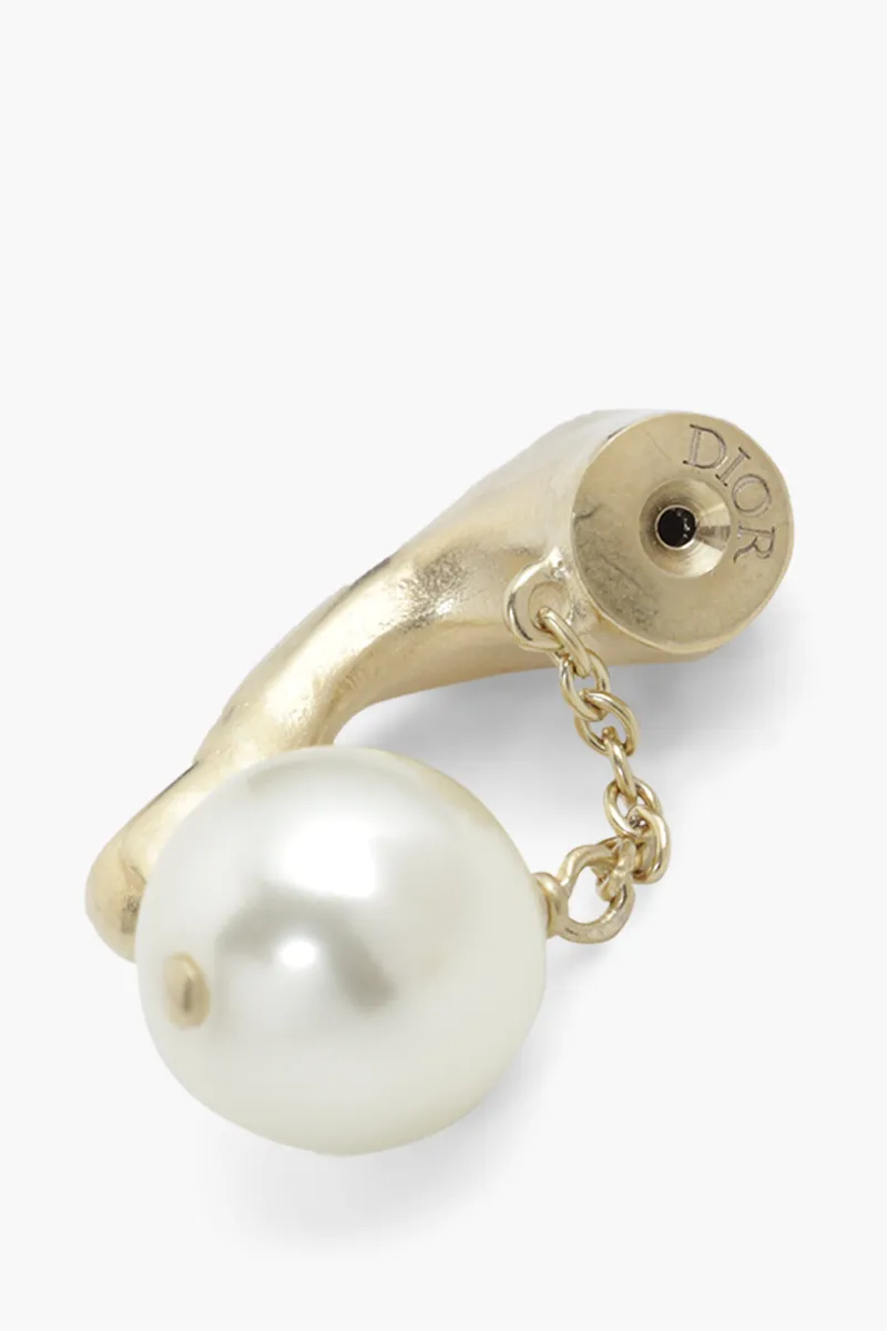 CHRISTIAN DIOR Sea Garden Tiger and Pearl Earring in Gold Metal 2