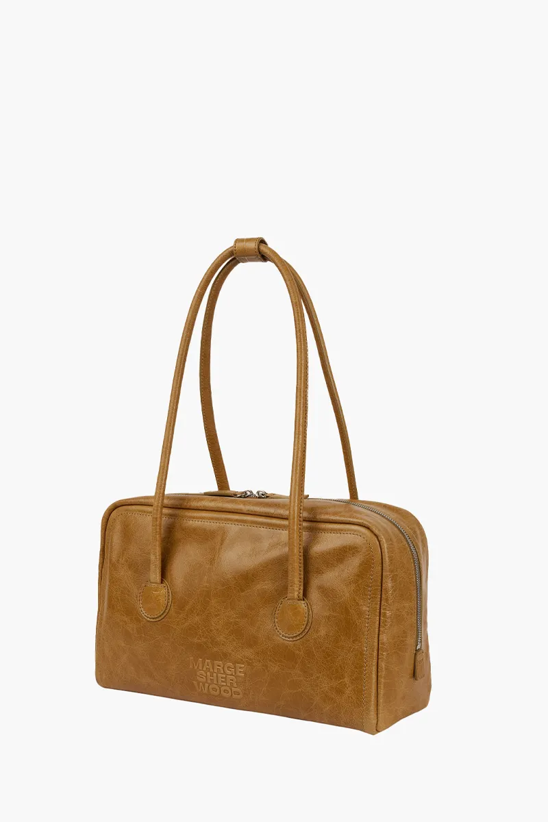 MARGESHERWOOD Soft Boston Bag in Soft Camel Soft Crinkled Pull-Up Cow Leather 1
