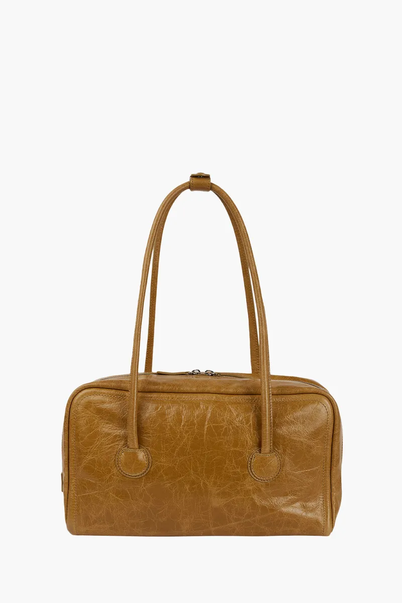 MARGESHERWOOD Soft Boston Bag in Soft Camel Soft Crinkled Pull-Up Cow Leather 2