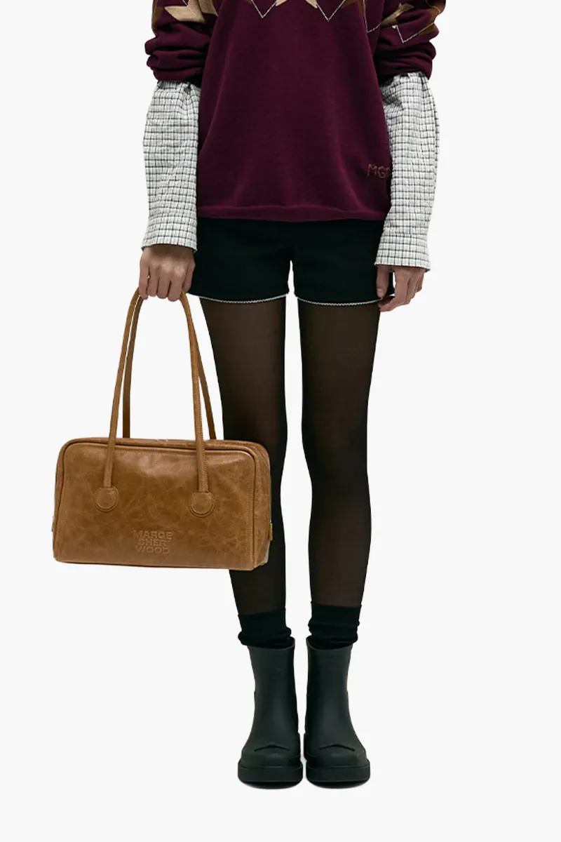 MARGESHERWOOD Soft Boston Bag in Soft Camel Soft Crinkled Pull-Up Cow Leather 3