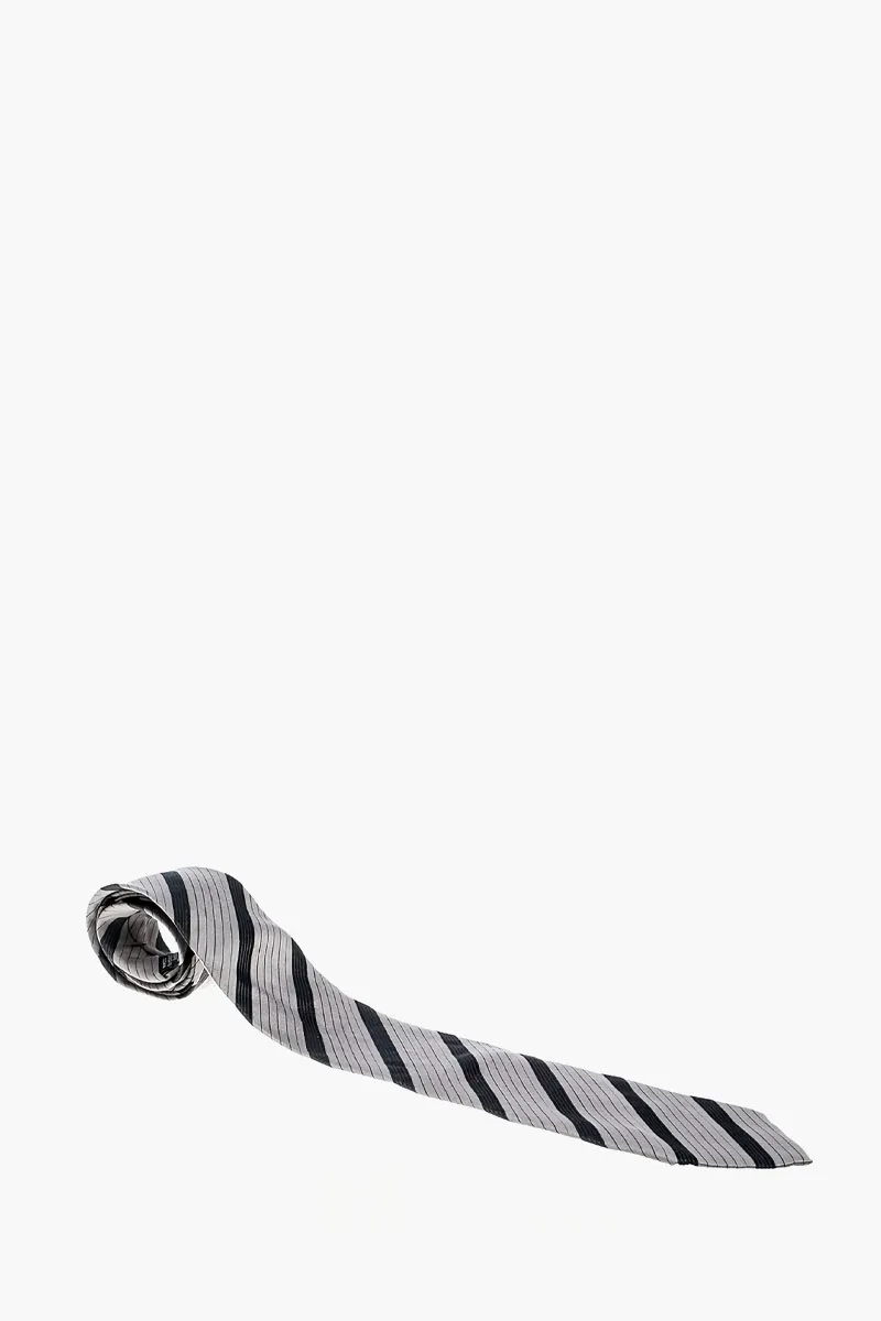EMPORIO ARMANI Men Diagonal Stripes Tie in Grey Silk 0