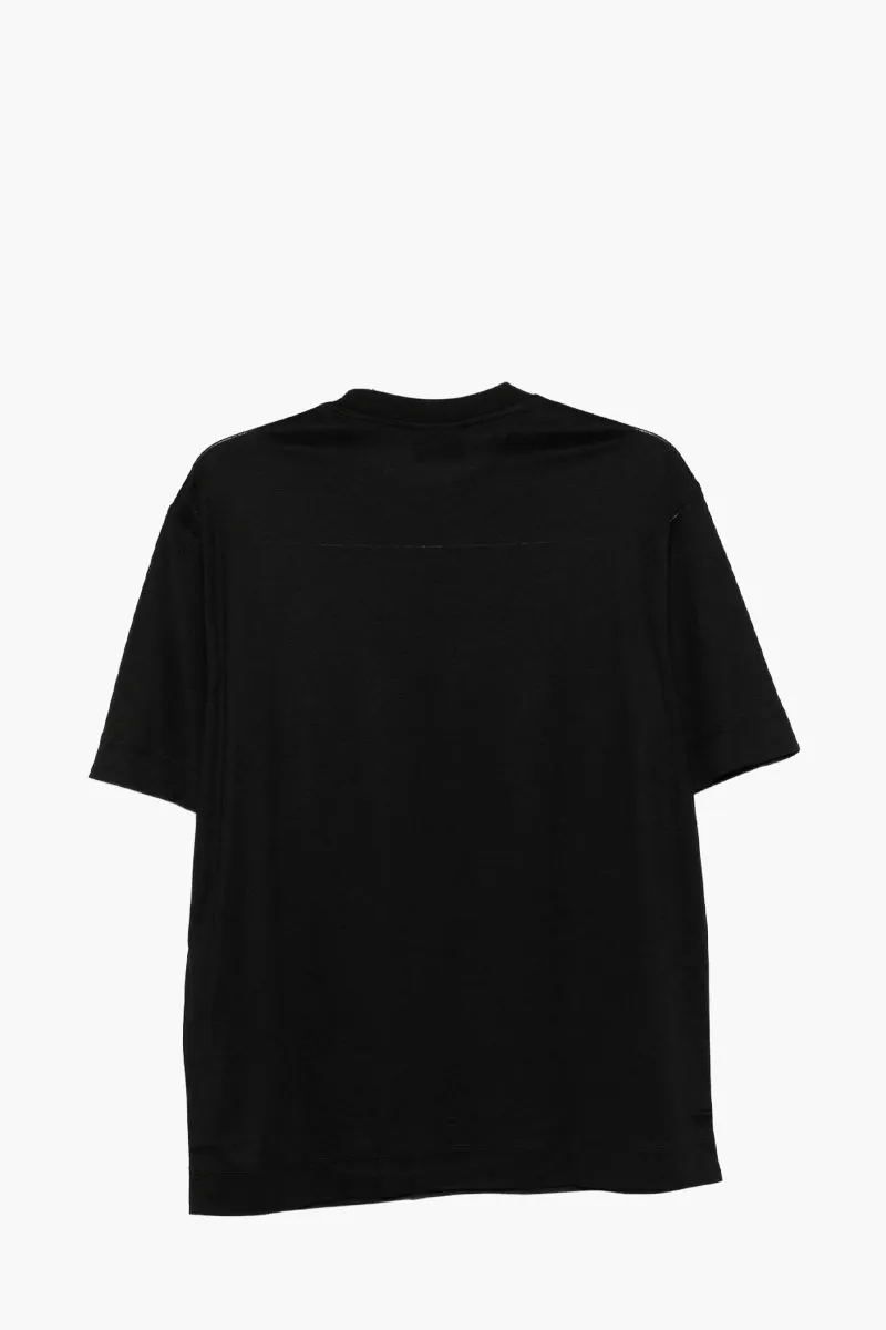 EMPORIO ARMANI Men Embossed Logo on Pocket Regular T-Shirt in Black Cotton 1