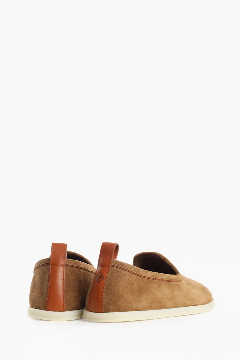 LORO PIANA Men Venice Walk Loafers in Light Sand Dune Suede 1