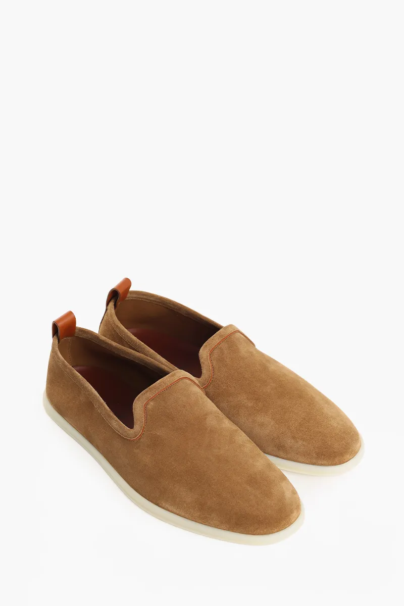 LORO PIANA Men Venice Walk Loafers in Light Sand Dune Suede 2