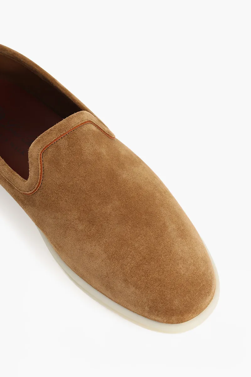LORO PIANA Men Venice Walk Loafers in Light Sand Dune Suede 3