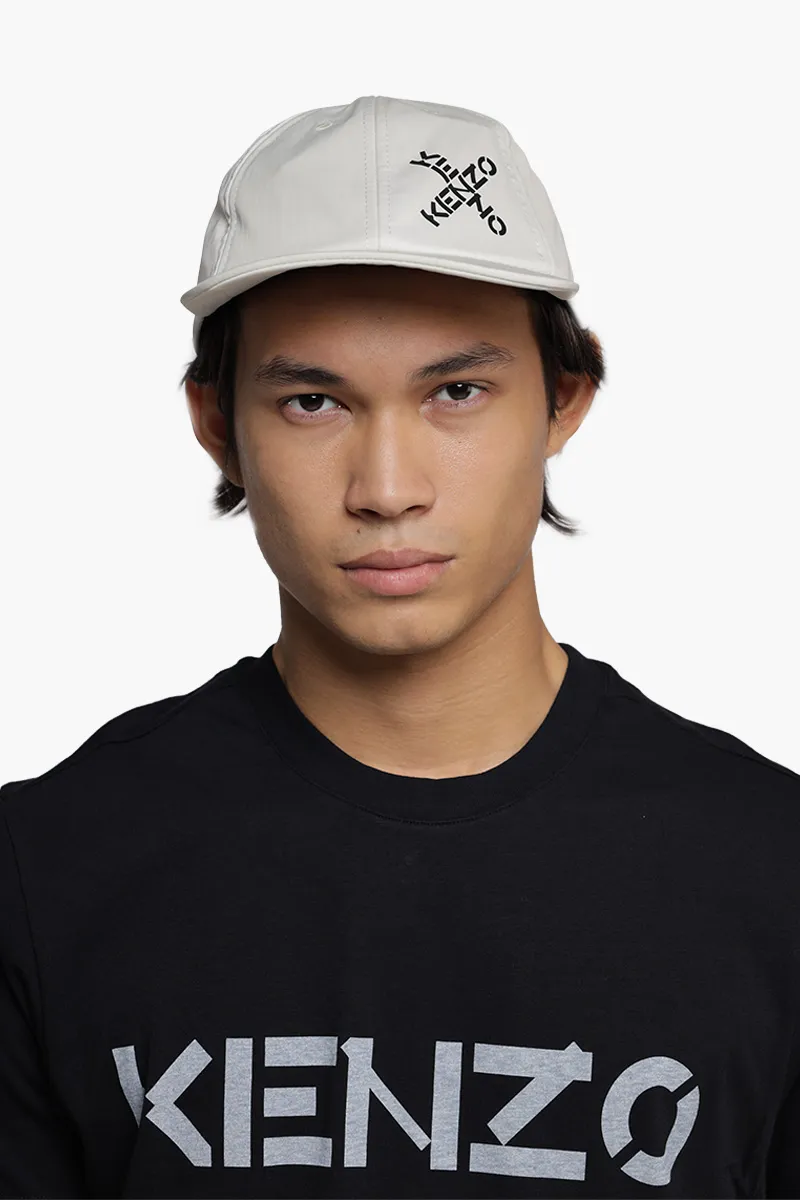 KENZO Sport Little X Baseball Cap in Off White Nylon 3