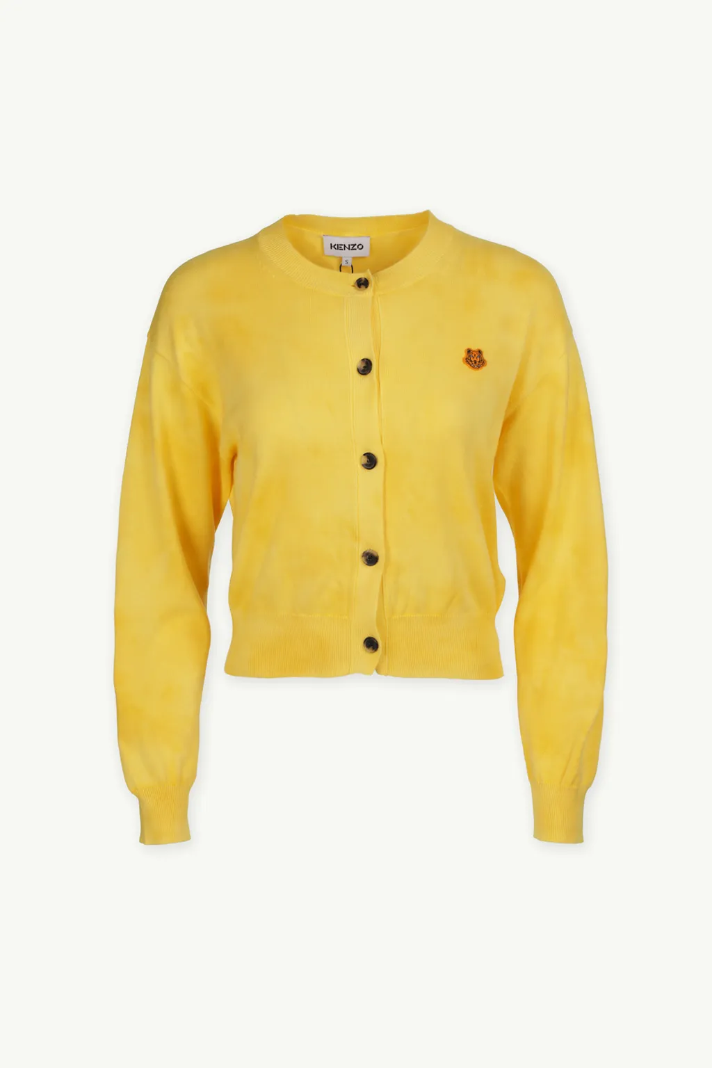 KENZO Women Tiger Crest Tie-Dye Cardigan in Yellow 0