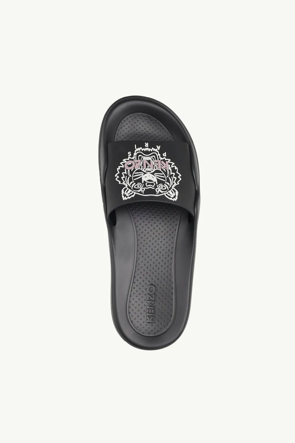KENZO Women Tiger Pool Slides in Black/Soft Pink 3