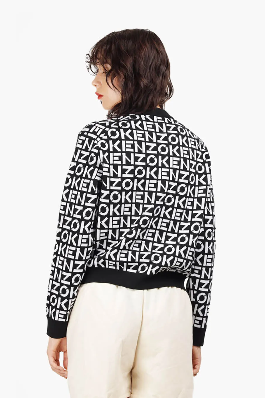 KENZO Women All Over Monogram Logo Jumper in Black 1