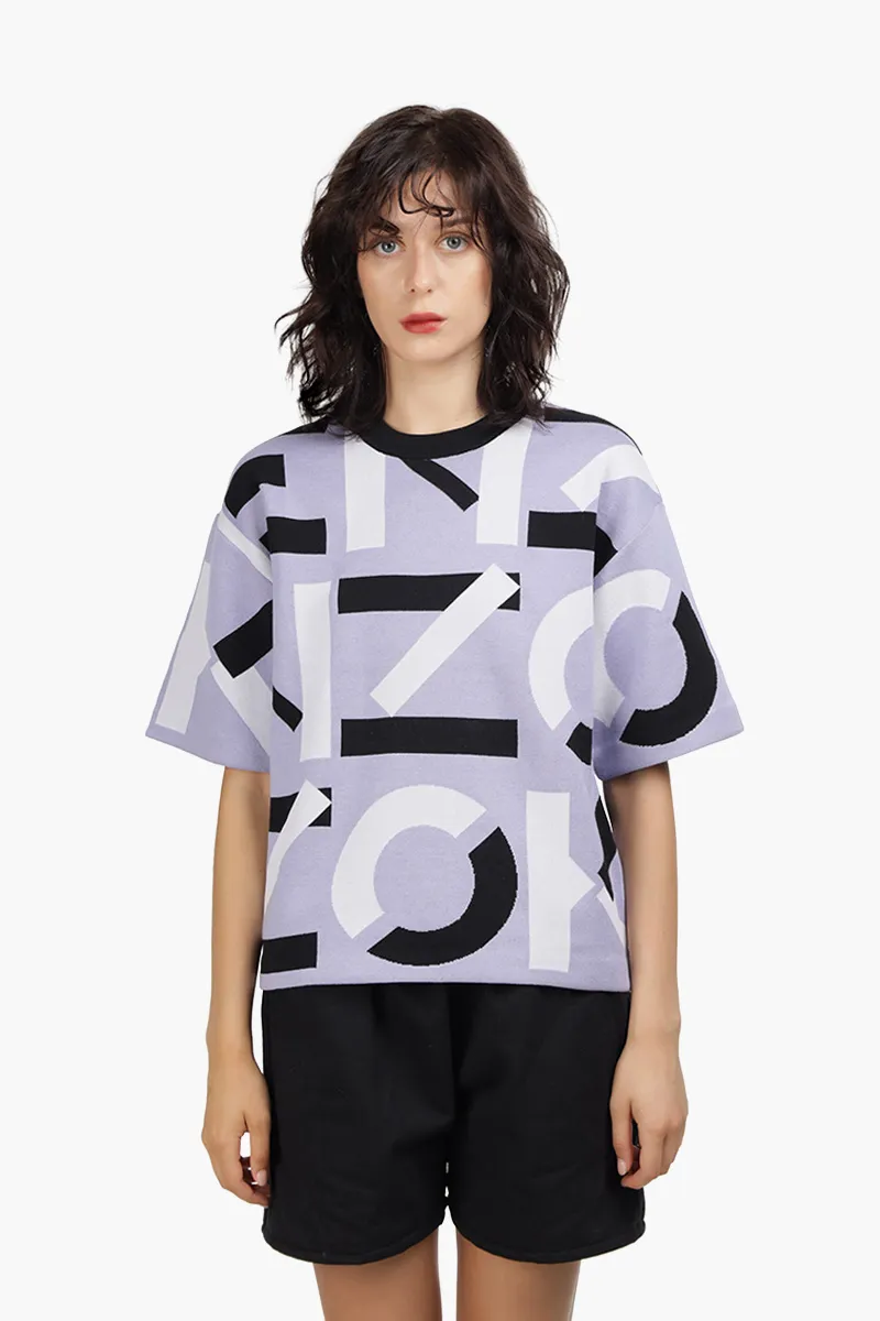 KENZO Women Sport Monogram Short Sleeves Jumper in Lavender 0