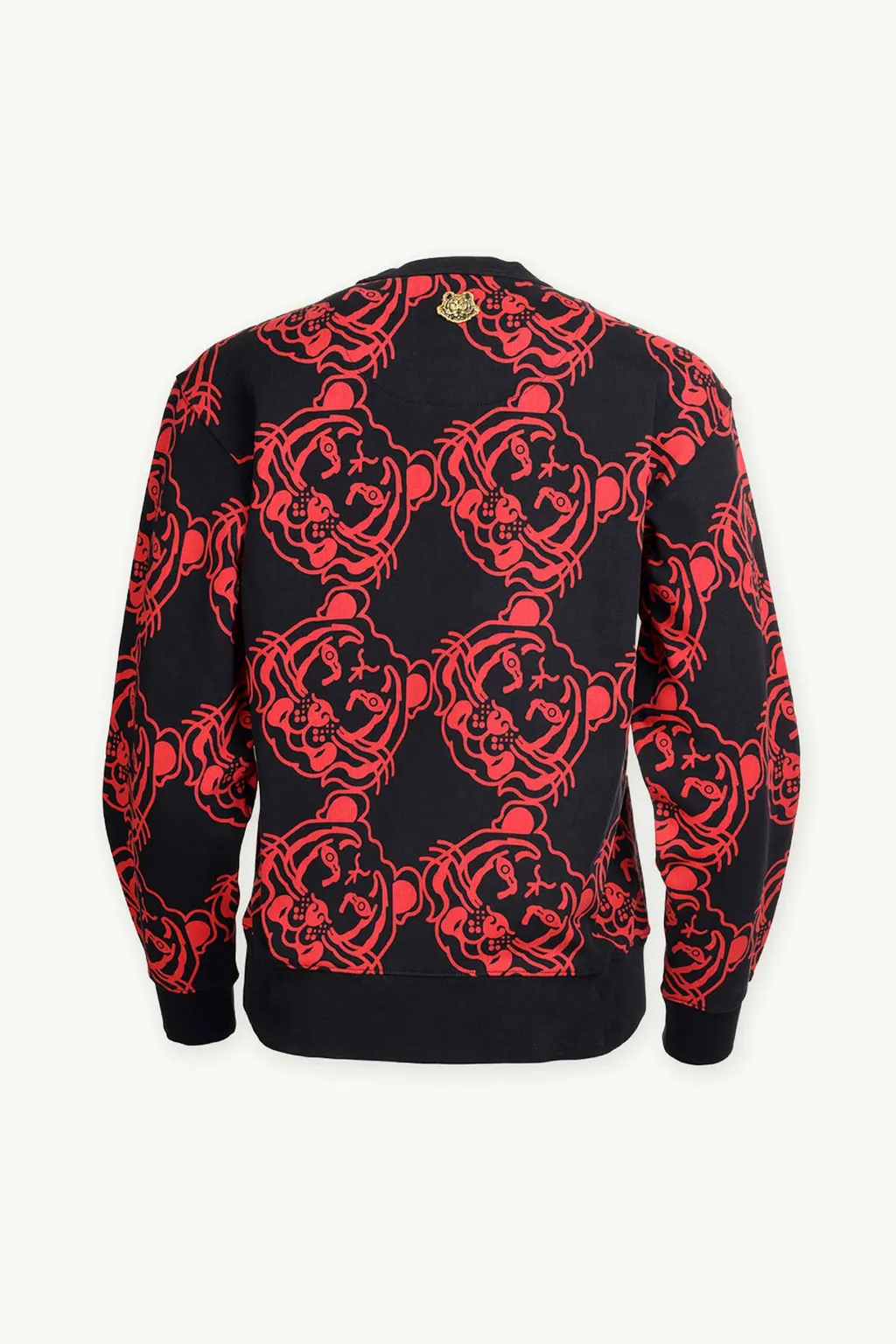 KENZO Women All-Over K-Tiger Monogram Sweatshirt in Black/Red with 3D Logo 1