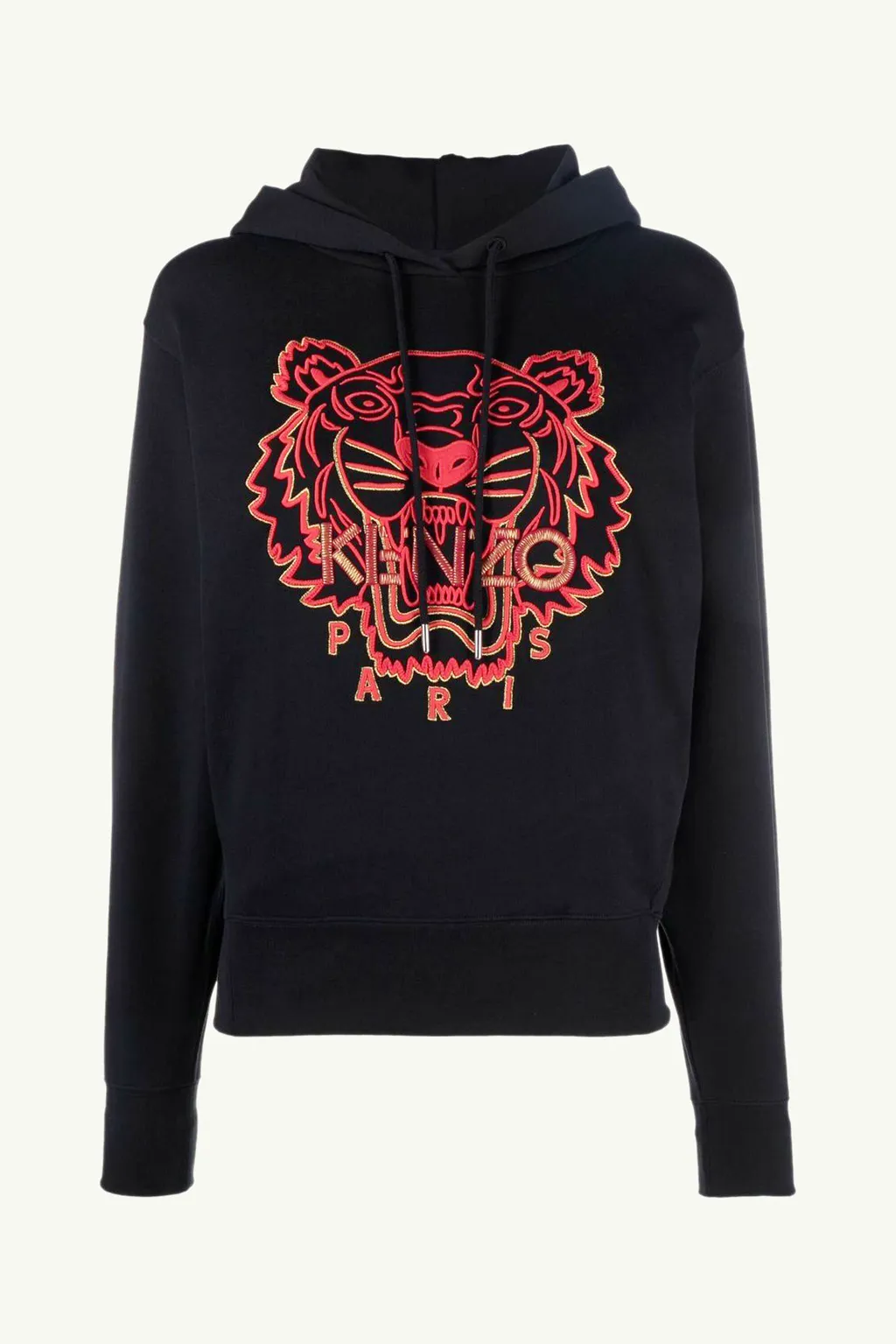 KENZO Women Embroidered Tiger 'The Year of The Tiger Capsule' Sweatshirt in Black/Red with Hoodie 0