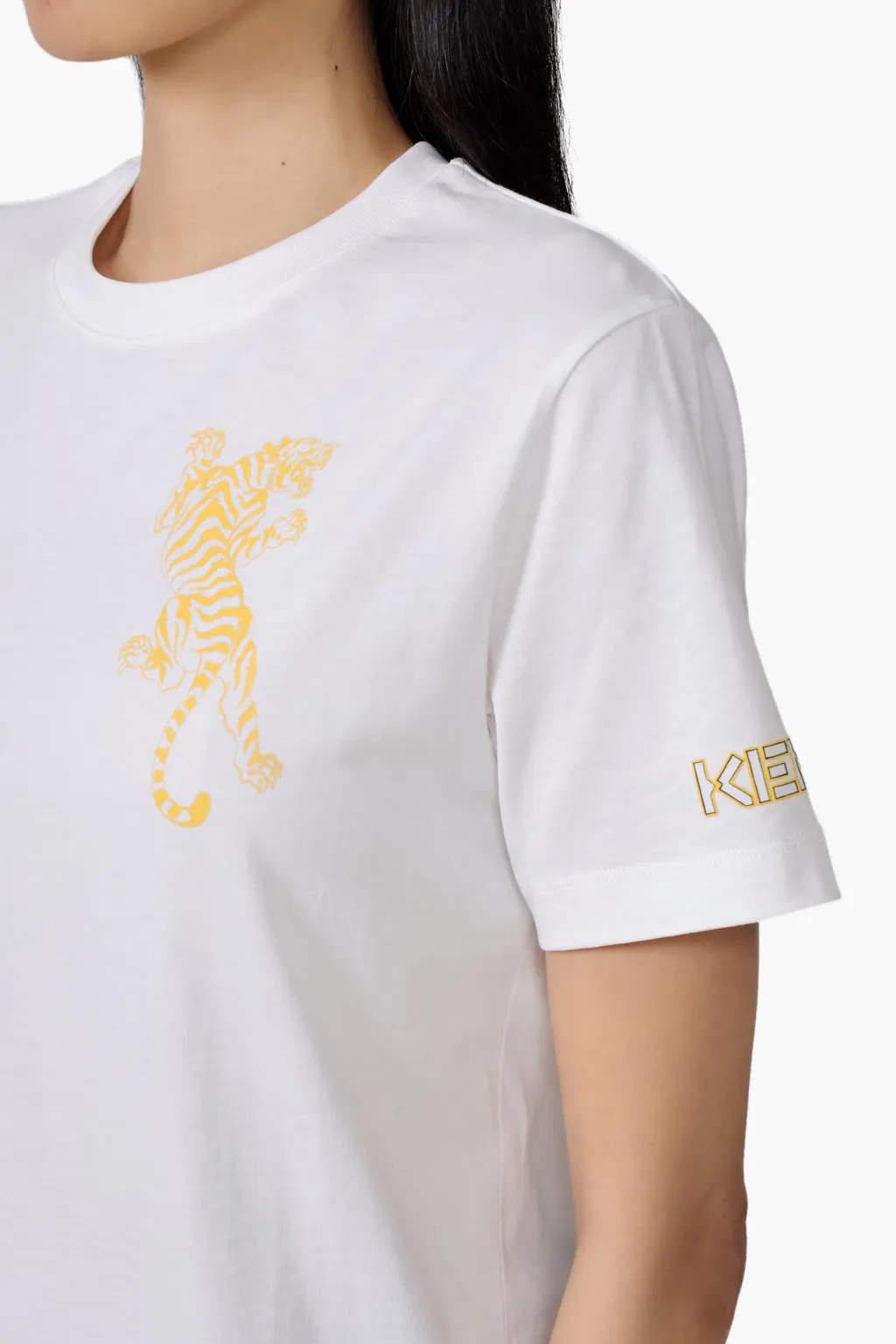 KENZO Women 'Climbing Tiger' Loose Fit T-Shirt in White 3