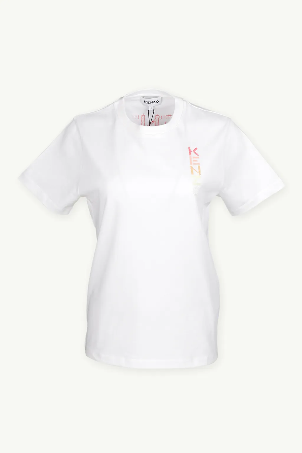 KENZO Women Gradient Logo Loose Fit T-Shirt in White Multicolor 0