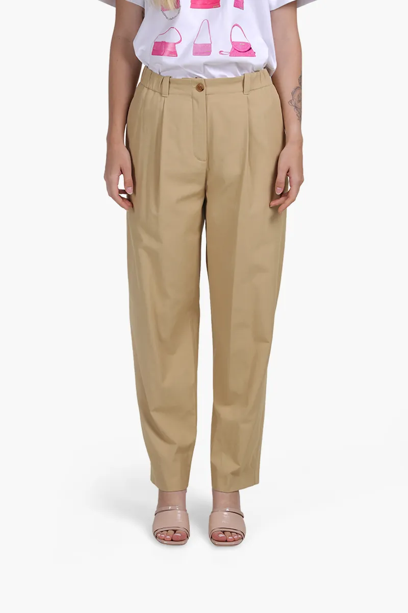 KENZO Women Twill Jogging Trousers in Beige with Kenzo Paris Label on Back Pocket 0