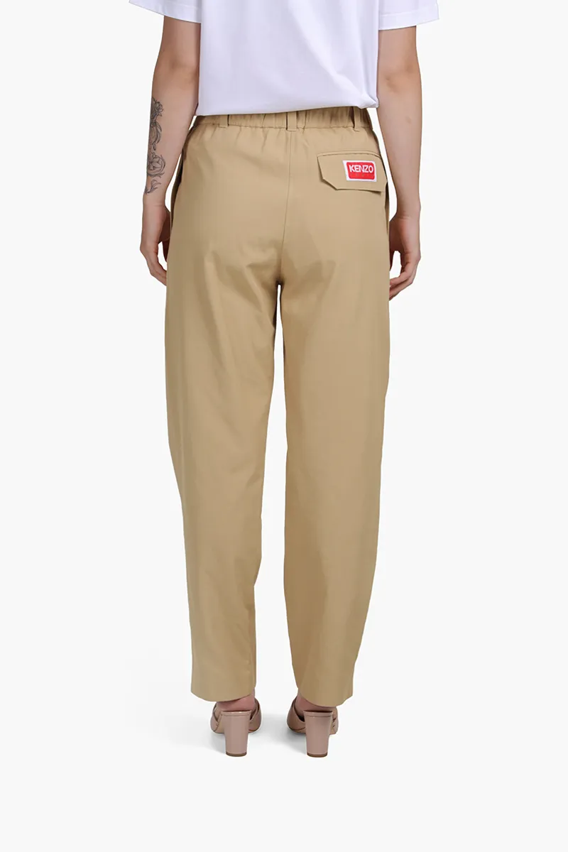 KENZO Women Twill Jogging Trousers in Beige with Kenzo Paris Label on Back Pocket 1
