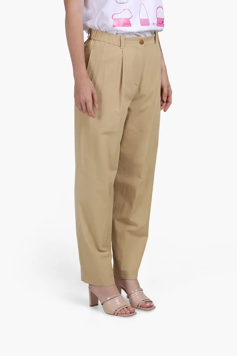 KENZO Women Twill Jogging Trousers in Beige with Kenzo Paris Label on Back Pocket 2
