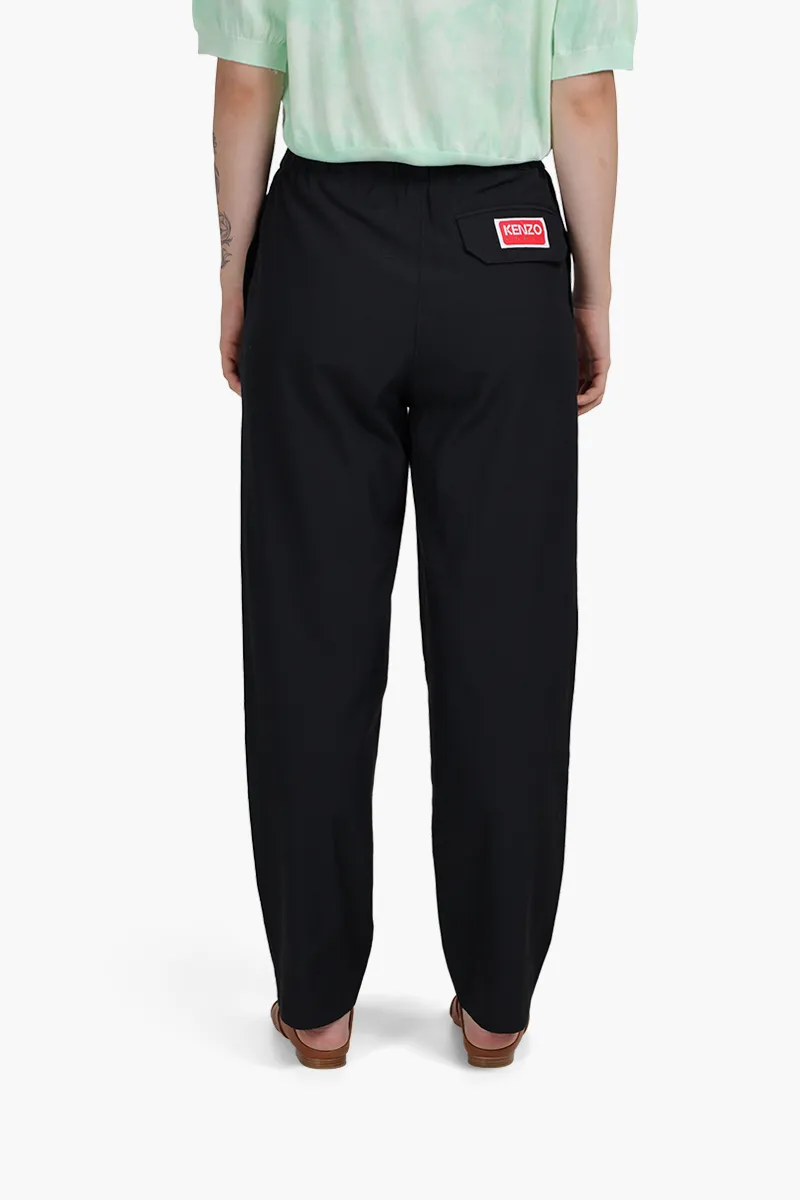 KENZO Women Twill Jogging Trousers in Black with Kenzo Paris Label on Back Pocket 1