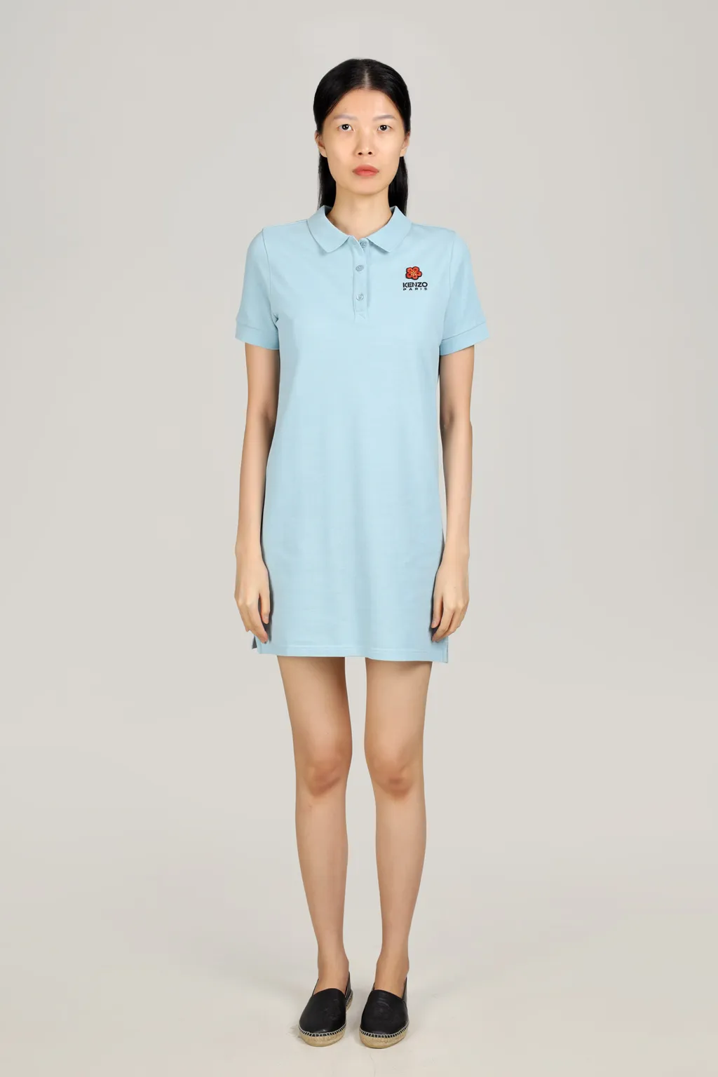 KENZO Women Boke Flower Crest Polo Dress in Sky Blue 1