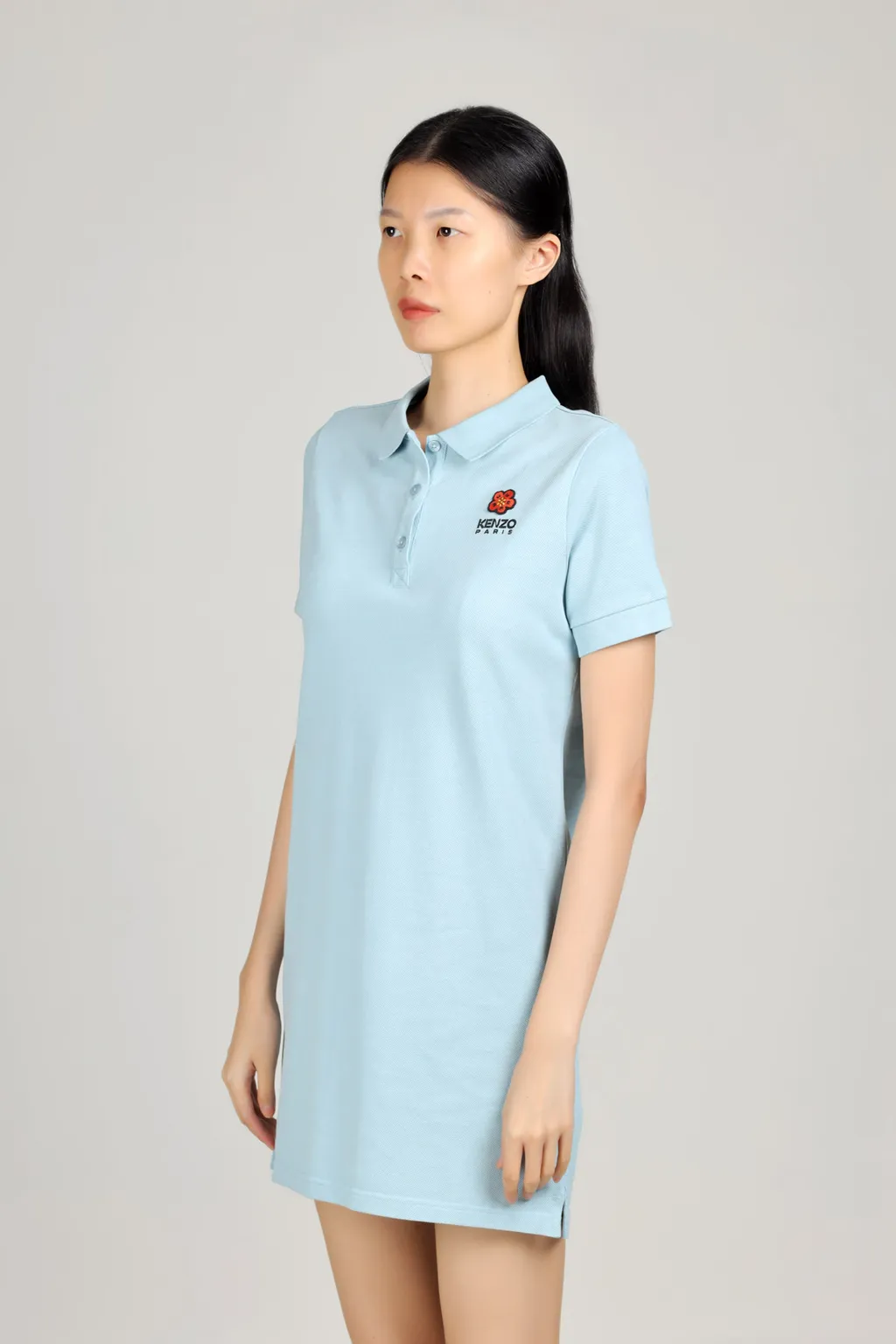 KENZO Women Boke Flower Crest Polo Dress in Sky Blue 3