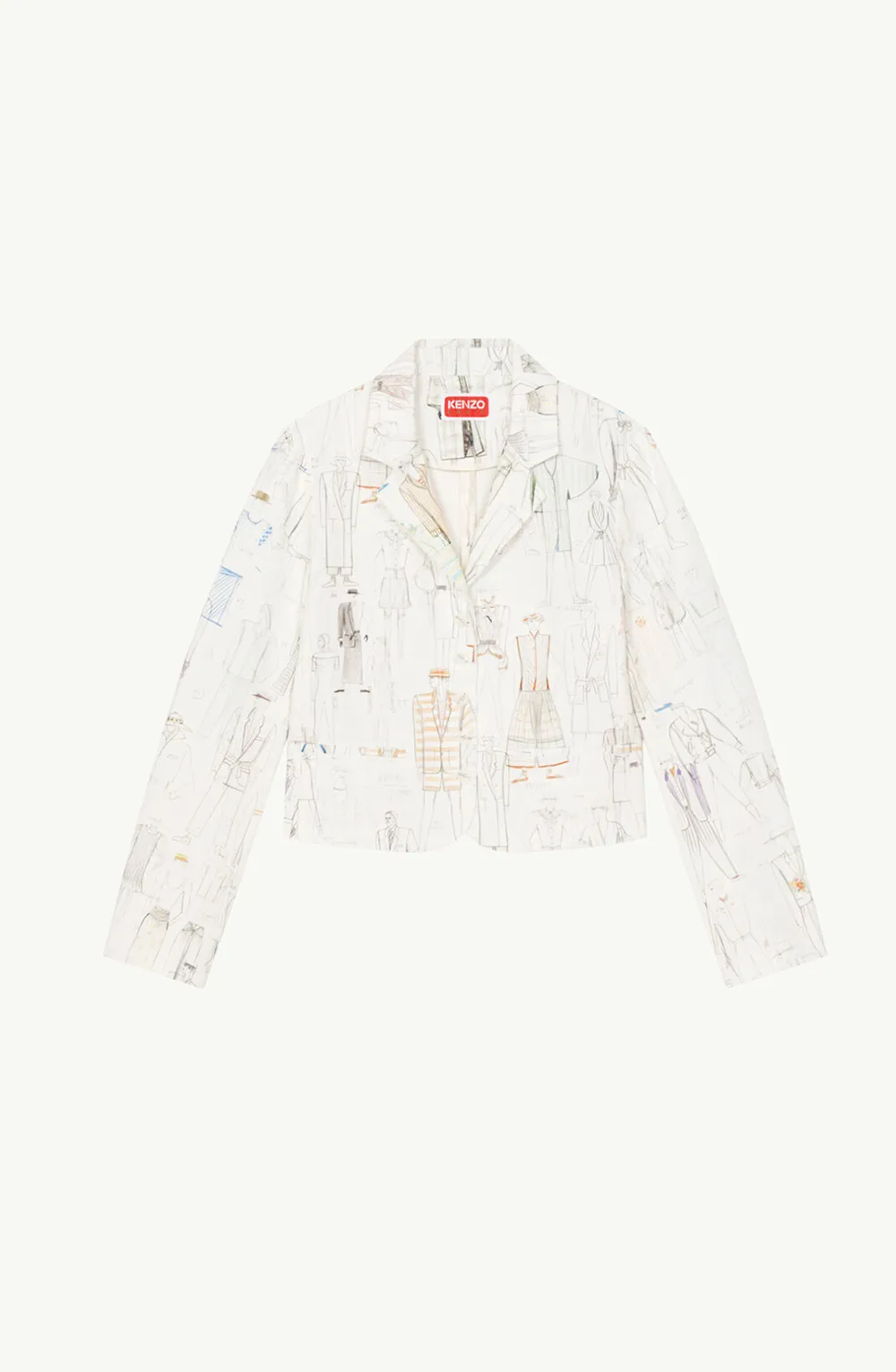 KENZO Women 'KENZO Sketch' Short Blazer in White Multicolor 0