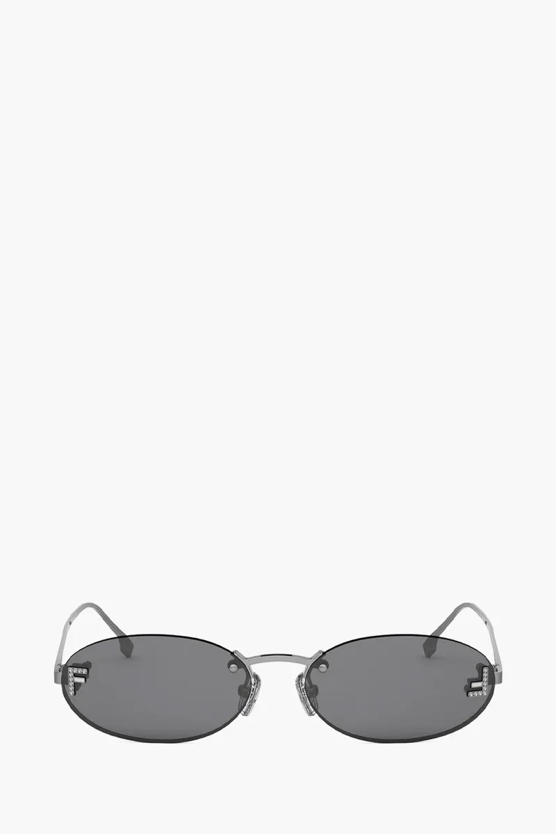 FENDI First Crystal Sunglasses in Dark Ruthenium /Smoke Metal 0