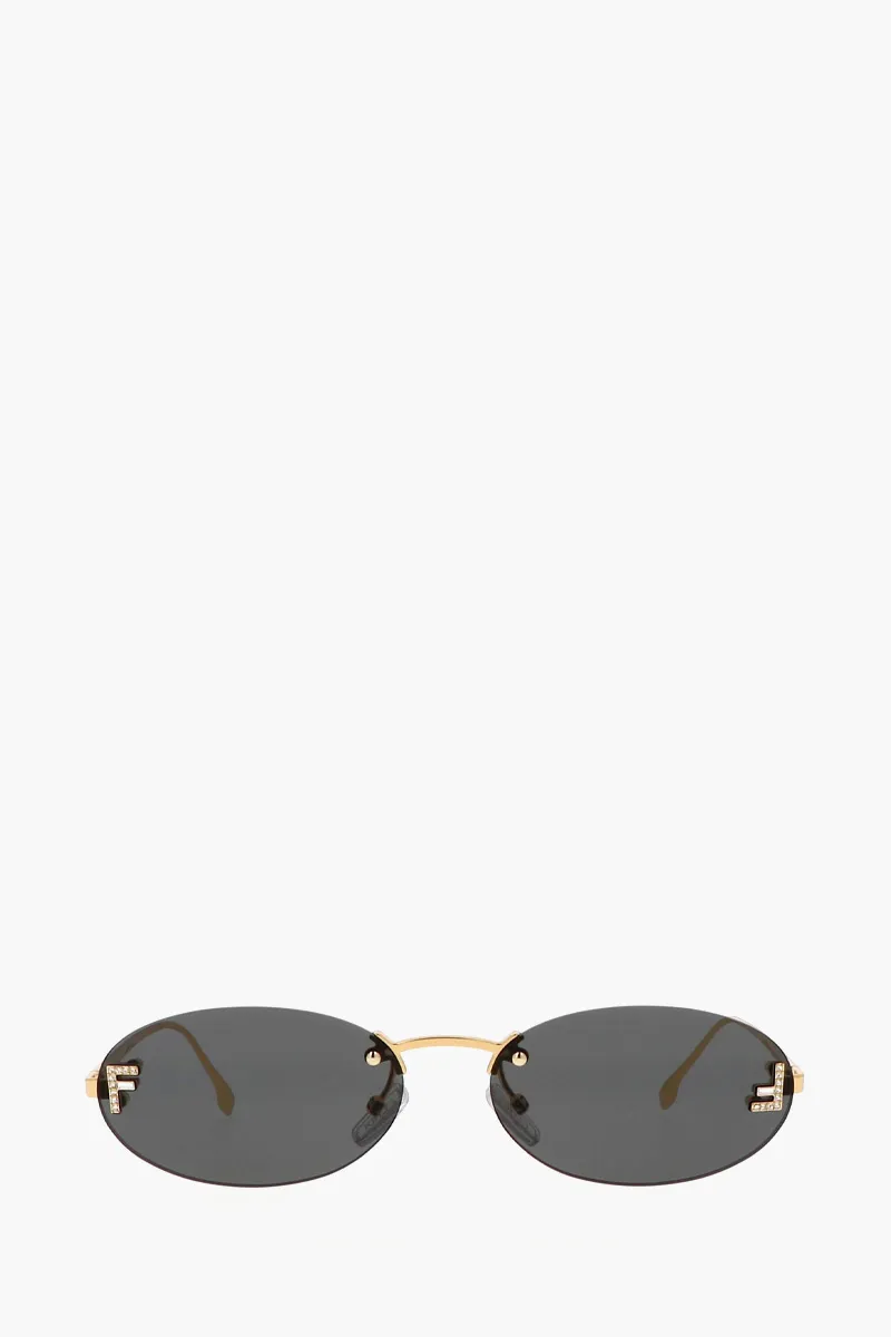 FENDI First Crystal Sunglasses in Gold/Smoke Metal 0