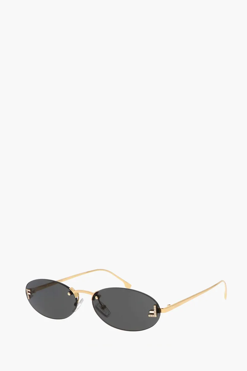 FENDI First Crystal Sunglasses in Gold/Smoke Metal 2