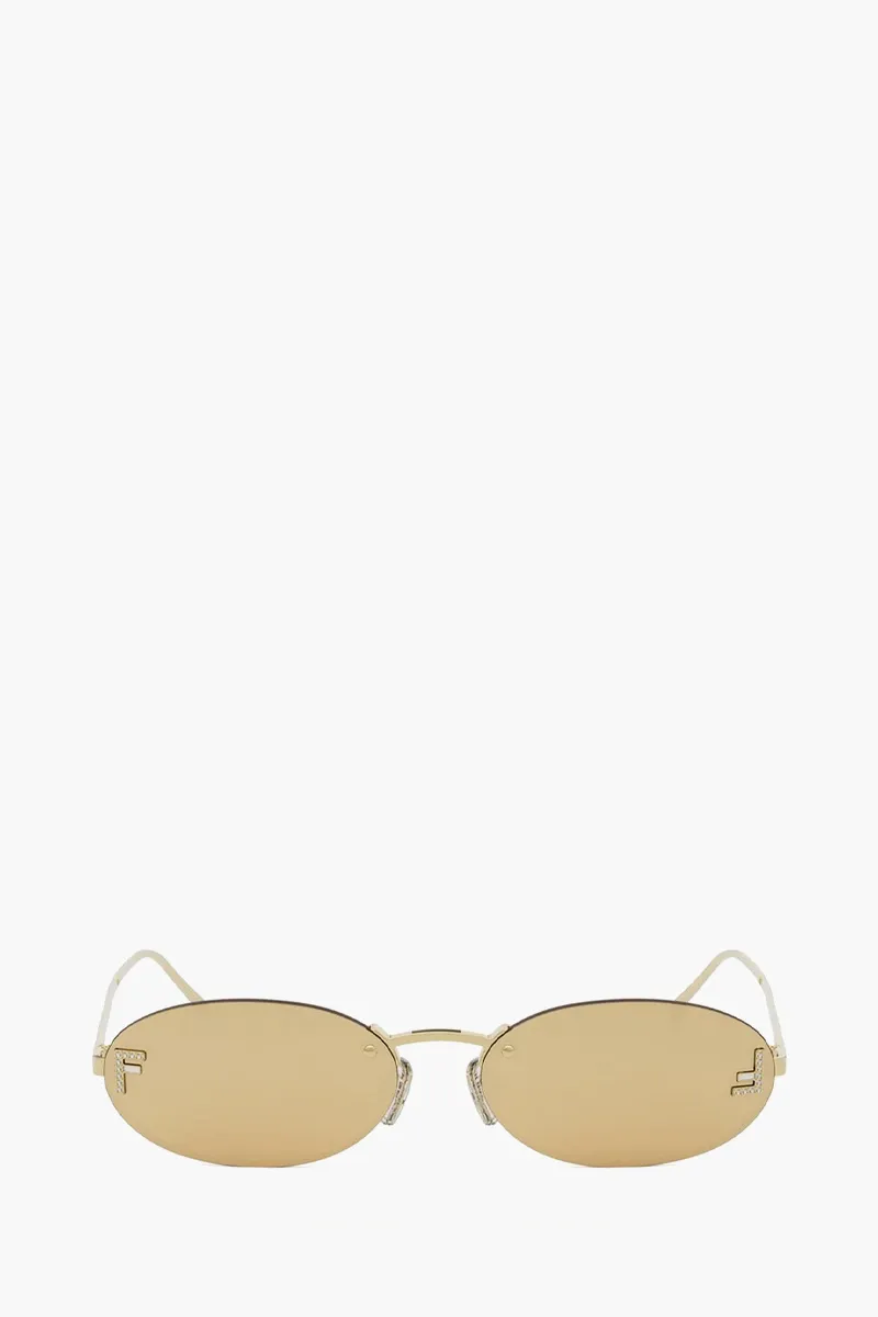 FENDI First Crystal Sunglasses in Gold/Roviex Mirror Metal 0