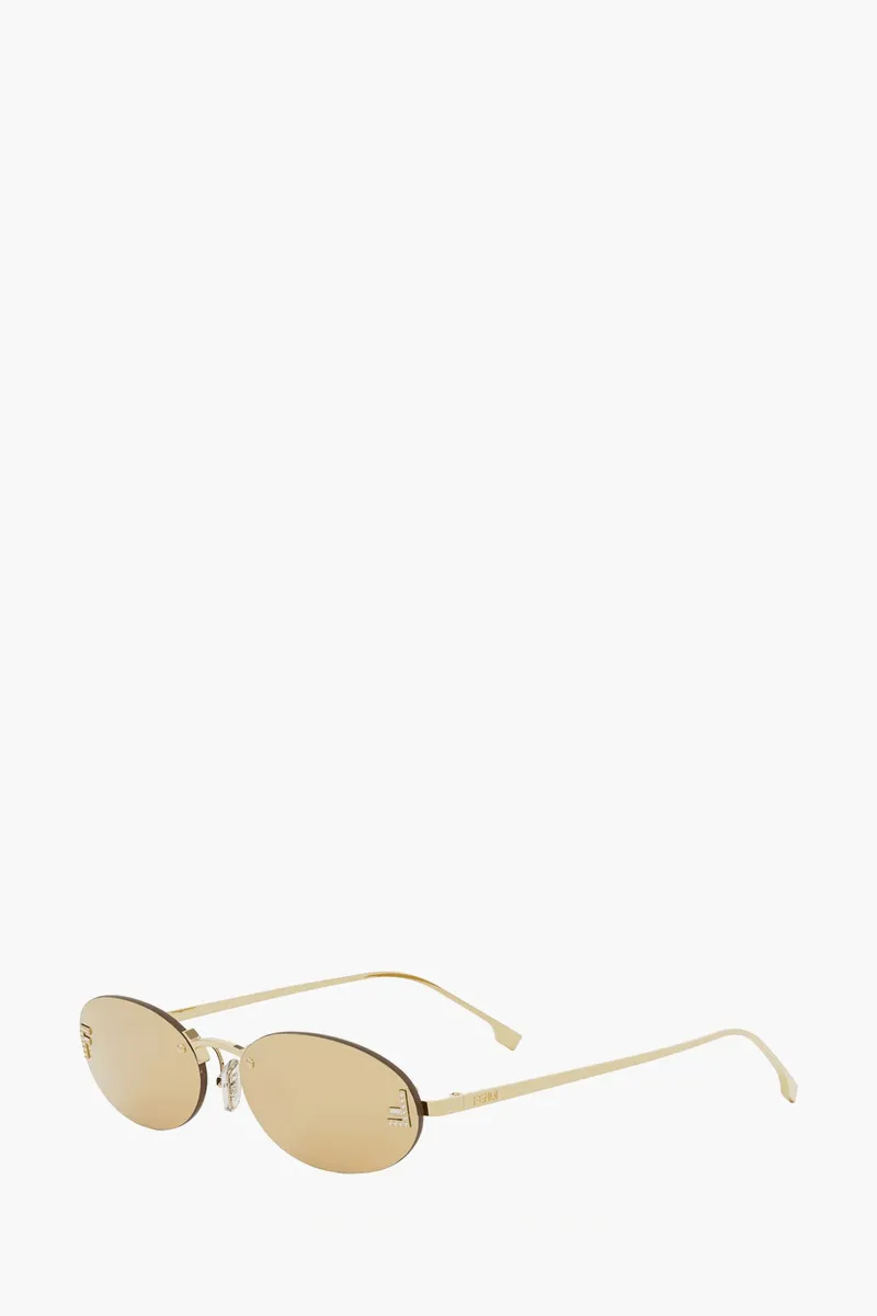 FENDI First Crystal Sunglasses in Gold/Roviex Mirror Metal 1
