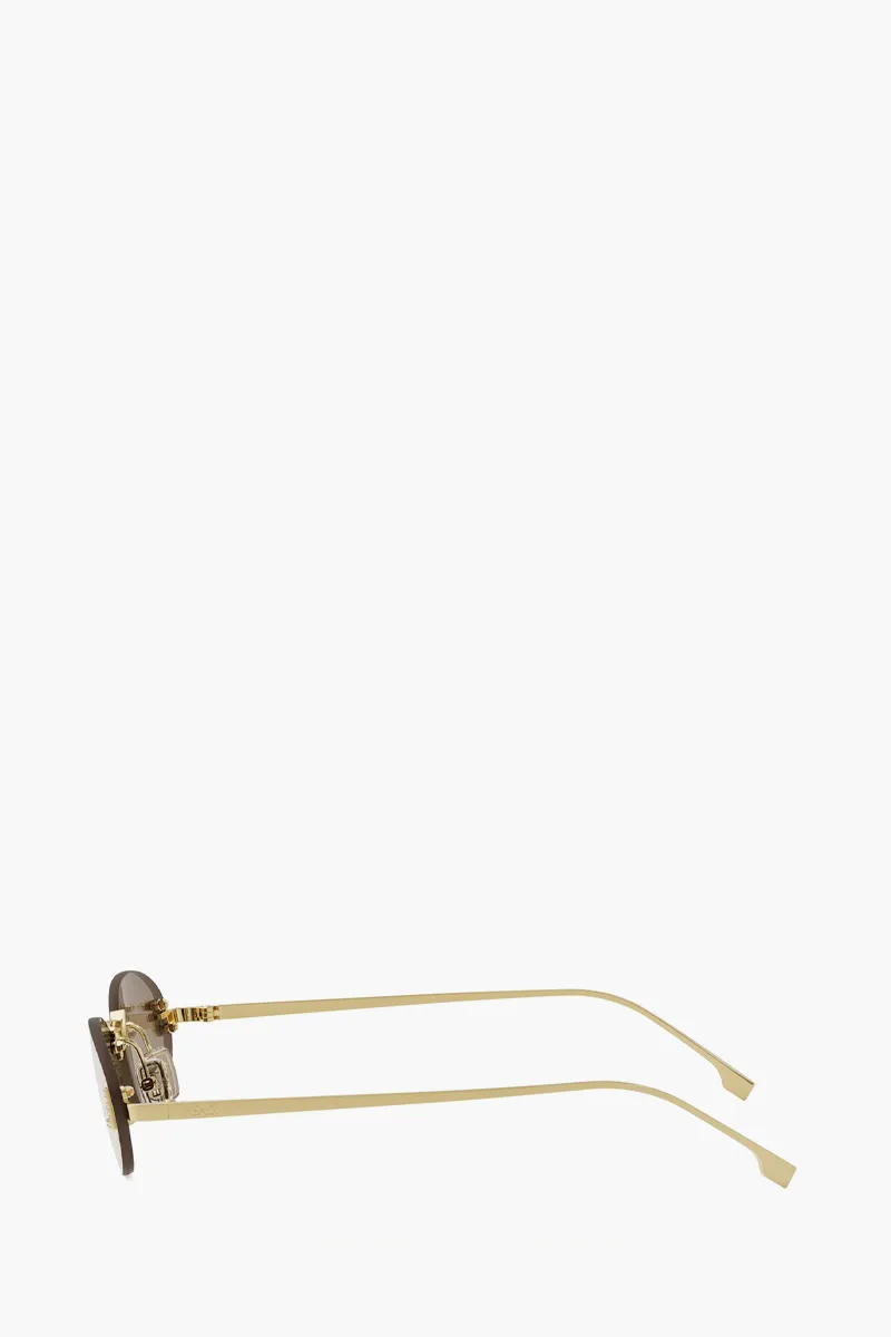 FENDI First Crystal Sunglasses in Gold/Roviex Mirror Metal 2
